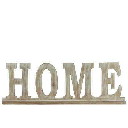 URBAN TRENDS COLLECTION Wood Alphabet Decoration Home on Base Weathered Beige 32362